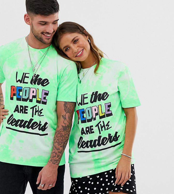 Life Is Beautiful Unisex Oversized Printed Tie Dye T-shirt - Green