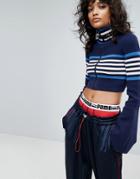 Puma X Fenty Cropped Turtleneck Zip Sweater - Blue