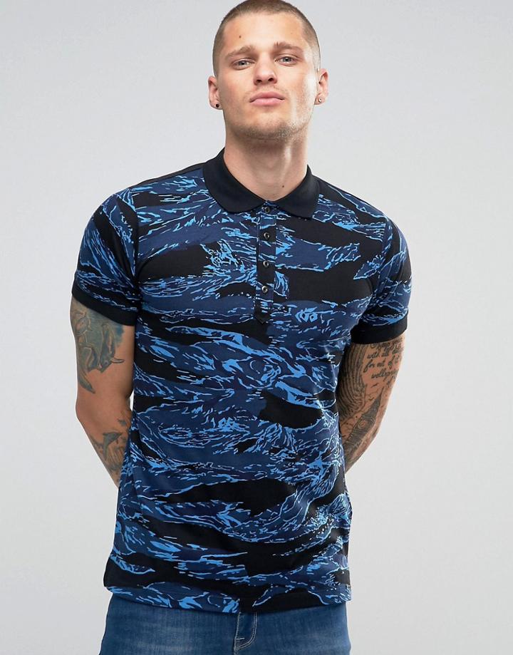 Diesel T-coy Slim Camo Polo - Blue