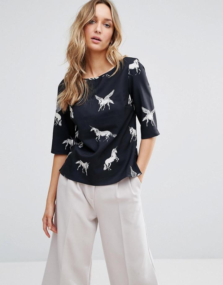 Sugarhill Boutique Horse Print Top - Black