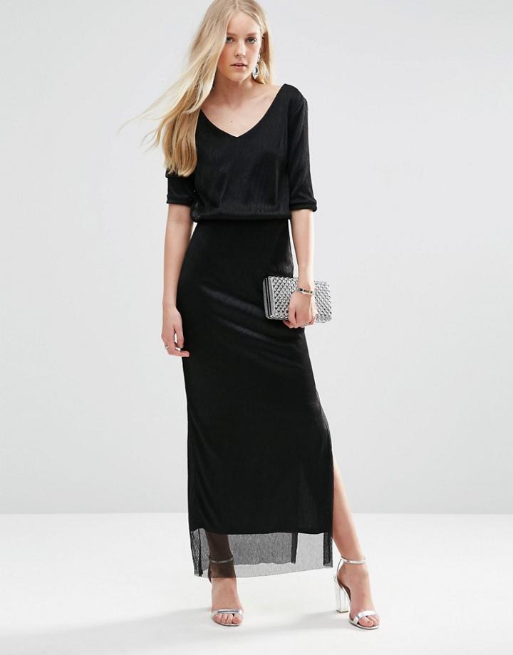 Vila Janari Metallic Maxi Dress - Black