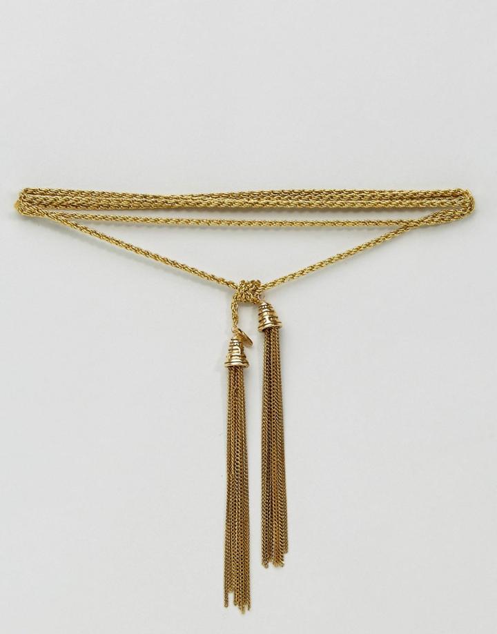 Vanessa Mooney Tassel Bolo Necklace - Gold