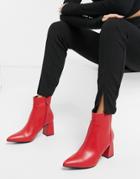 Raid Sapphire Heeled Ankle Boots In Red Leather Look