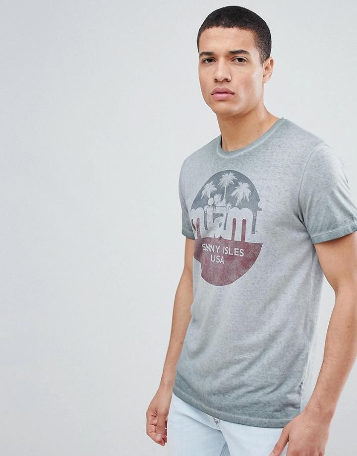 Jack & Jones Originals T-shirt With Vintage Miami Graphic - Green