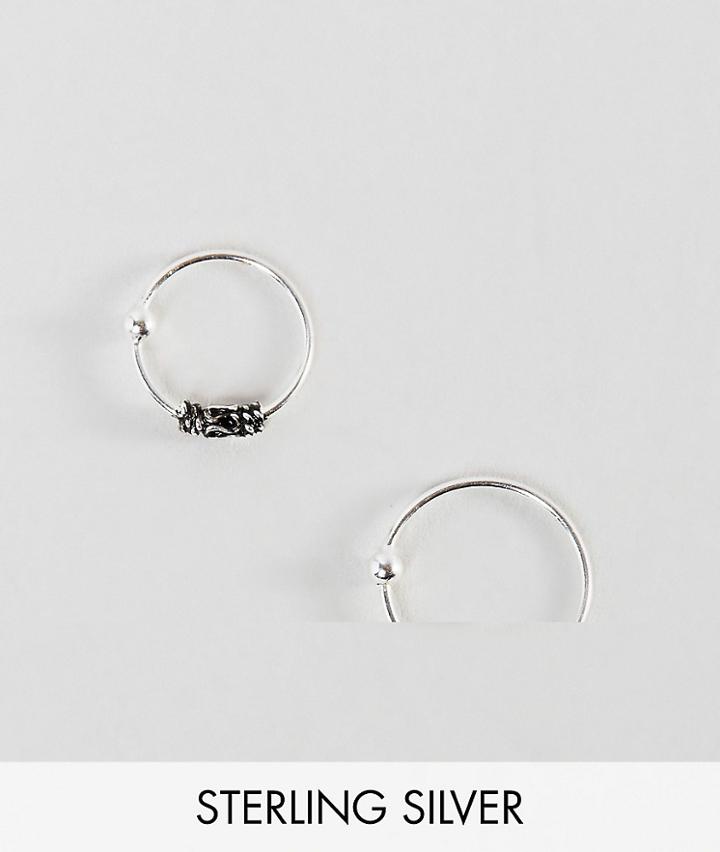 Asos Sterling Silver Pack Of 2 Wire Wrap And Plain Nose Rings - Silver