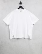 Asos Design Relaxed Fancy Textured T-shirt With Side Splits In White