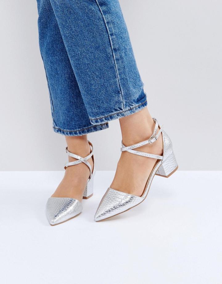 Raid Avia Point Mid Heeled Shoes - Silver