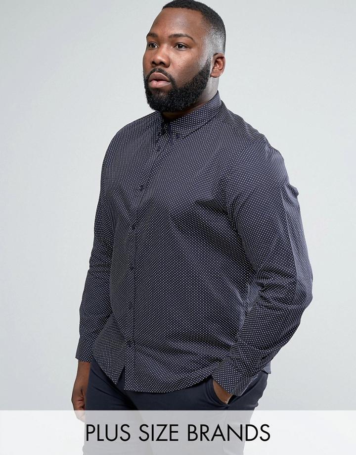 Lambretta Plus Smart Pinspot Slim Fit Shirt - Black