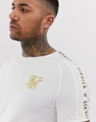 Siksilk T-shirt In White With Logo Side Stripe