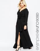 Asos Curve Maxi Dress With Tie Front - Red