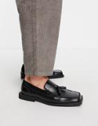 Asos Deisgn Angled Square Toe Loafer In Black Faux Leather