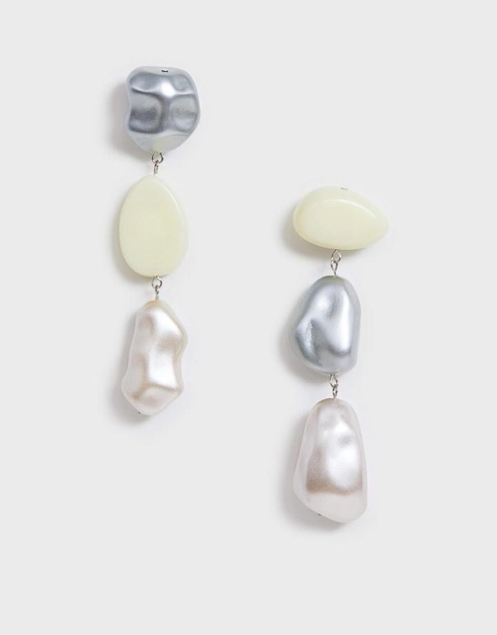 Asos Design Earrings With Organic Shape Resin Drops-multi