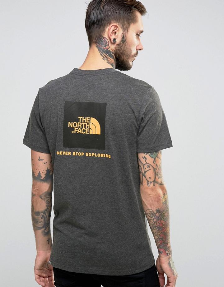The North Face T-shirt With Red Box Logo In Gray - Gray