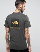 The North Face T-shirt With Red Box Logo In Gray - Gray