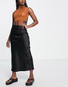 Topshop Diagonal Bias Midi Skirt In Black