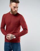 Asos Lambswool Rich Crew Neck Sweater In Red Twist - Red