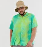 Asos Design Plus Extreme Oversized Tie Dye Viscose Shirt In Green - Green