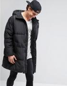Asos Puffer Jacket In Oversized Fit With Hood - Black