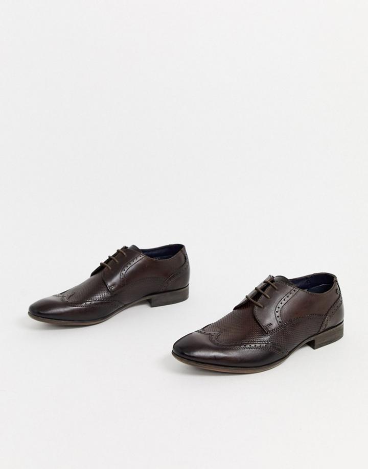 Base London Philby Wing Cap Brogues In Brown