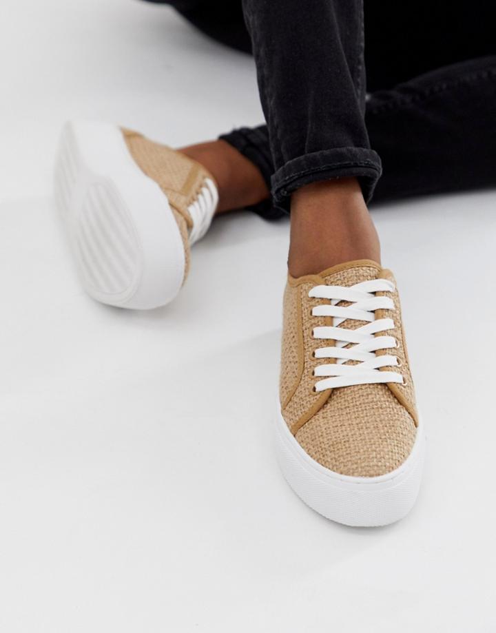 Asos Design Dale Lace Up Sneakers-beige