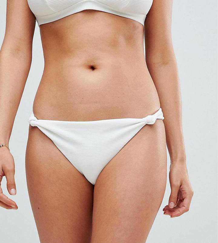 Wolf & Whistle Textured Bikini Bottom - White