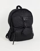 Topshop Nylon Backpack With Multi Pocket In Black