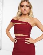 Band Of Stars Bandage Strappy Bandeau Crop Top In Berry-red