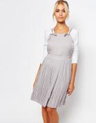 Fashion Union Pleated Skirt Dress - Gray