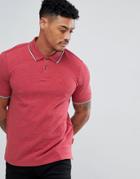 Armani Exchange Slim Fit Tipped Collar Logo Polo In Burgundy - Red