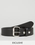 Reclaimed Vintage Inspired Leather Roller Buckle Belt Black - Black