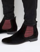 Asos Chelsea Boots In Black Suede With Diamond Elastic - Black