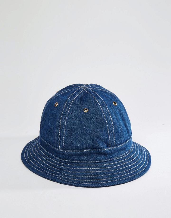 Asos Bucket Hat In Indigo Denim - Navy