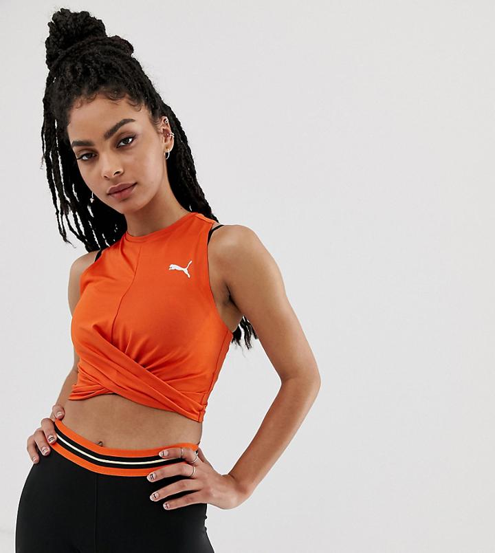 Puma Exclusive To Asos Knot Detail Tank In Orange - Orange