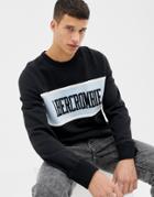 Abercrombie & Fitch Chest Stripe Logo Sweatshirt In Black/blue - Black