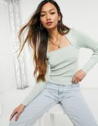 & Other Stories Ecovero Square Neck Knitted Top In Light Green