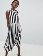 Y.a.s High Neck Stripe Midi Dress - Multi