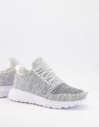 New Look Knit Sneakers In Gray-grey
