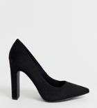 New Look Wide Fit Pointed Block Heel Court In Black - Black