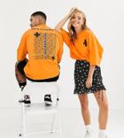 Life Is Beautiful Unisex Oversized T-shirt With Back Print - Orange