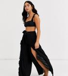 Glamorous Exclusive Frill Beach Pants In Black