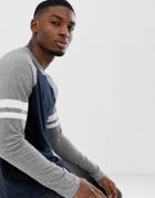 Esprit Long Sleeve Raglan With Contrast Stripe In Gray - Gray