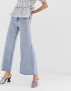 Lost Ink Wide Leg Jeans In Vintage Wash - Blue