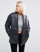 Asos Padded Jacket In Wet Look - Black