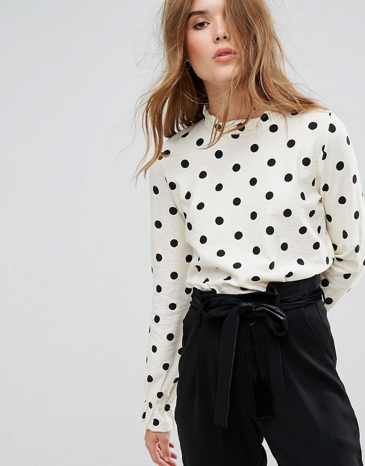 Leon And Harper Long Sleeved Top In Polka Dot - Multi
