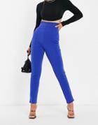 Flounce London High Waisted Tailored Stretch Pants In Cobalt-blue