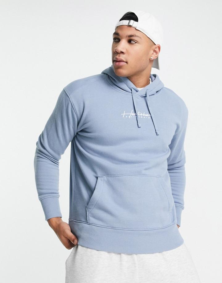 Hollister Hoodie In Blue With Chest Script Logo