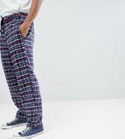 Reclaimed Vintage Inspired Track Pants In Check - Navy