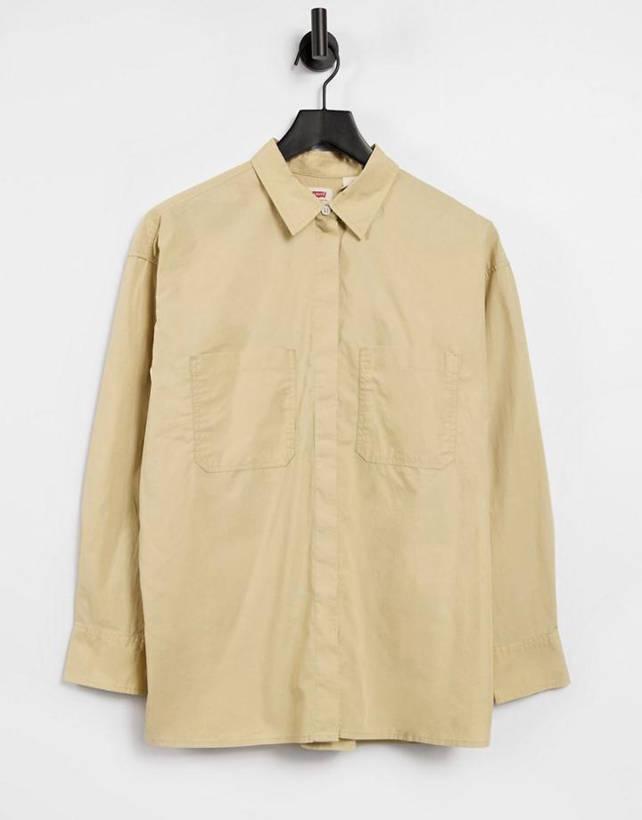 Levi's Oversized Utility Shirt In Beige-neutral