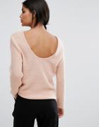 Selected Femme Deep Back Knit Top - Pink