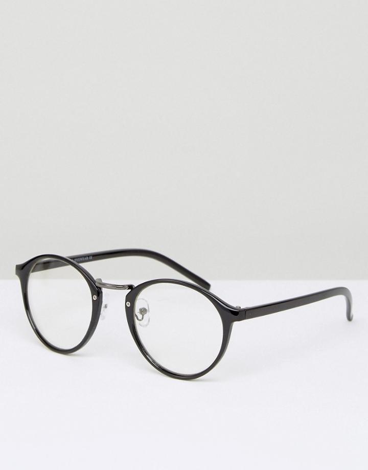 7x Round Glasses In Black - Black